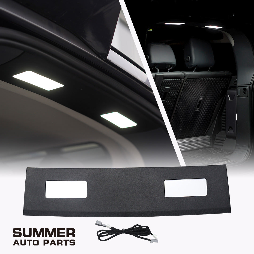 Rear loadspace LED roof light for Land Rover Defender L663 with installed cargo area lighting and product view