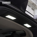 Close-up of installed rear loadspace LED roof light on Land Rover Defender L663