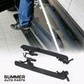 Deployable electric side steps for Land Rover Defender 110 L663 with installed open and retracted views