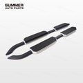 Angled view of silver edge Union Jack side steps for Land Rover Defender 110 L663