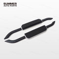 Angled view of silver edge Union Jack side steps for Land Rover Defender 90 L663