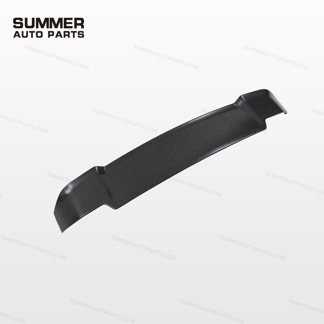 Angled view of OCTA style forged carbon rear roof spoiler for Land Rover Defender L663