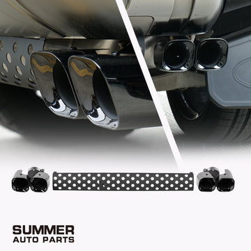 Square Quad Exhaust Tips with Center Mesh for Land Rover Defender L663
