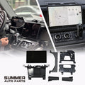 11.4-inch infotainment screen retrofit kit for Land Rover Defender L663 with installed display and kit layout