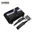 Angled view of gloss black Union Jack side storage box kit for Land Rover Defender L663