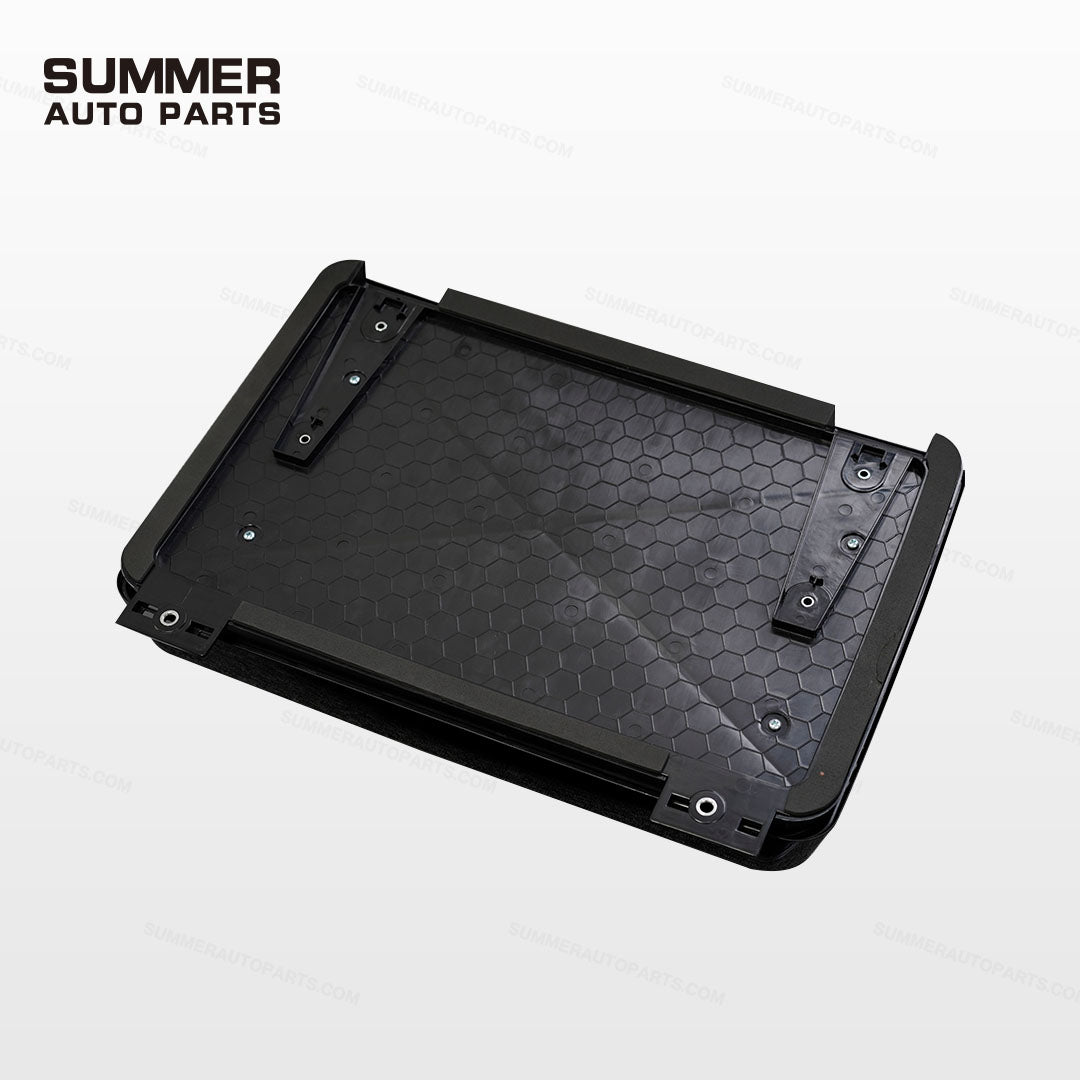 Back mounting view of Union Jack side storage box for Land Rover Defender L663