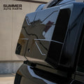 Close-up of gloss black Union Jack side storage box installed on Land Rover Defender L663