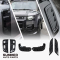 ZHOUS Black Shadow three-piece exterior kit for Land Rover Defender L663 with side vents, hood covers, and front bumper lip corners