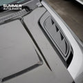 Angled view of black Union Jack side steps for Land Rover Defender 90 L663