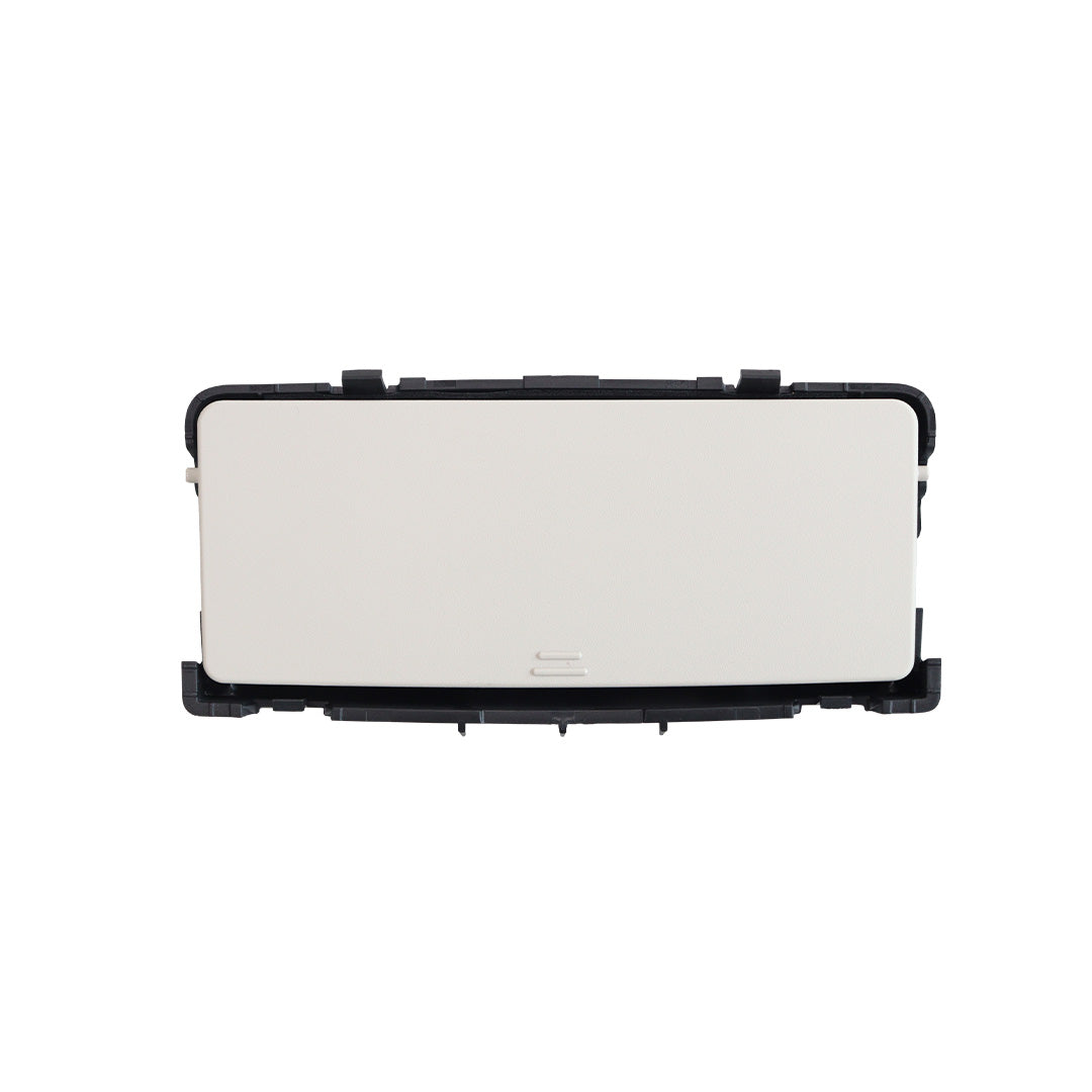 Beige overhead sunglasses holder for Land Rover Defender L663 front closed view