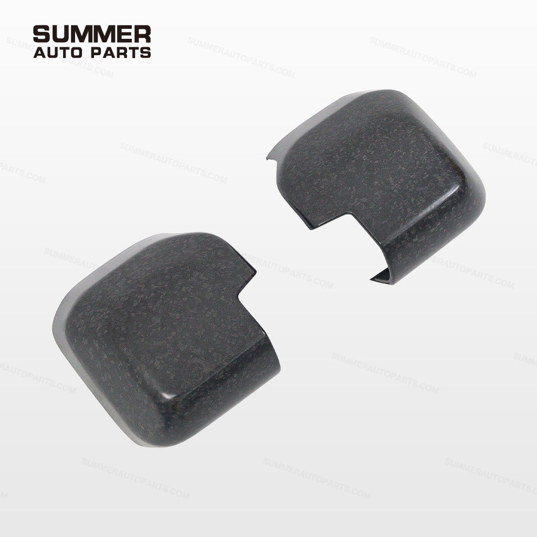 Angled pair of forged carbon side mirror covers for Land Rover Defender L663